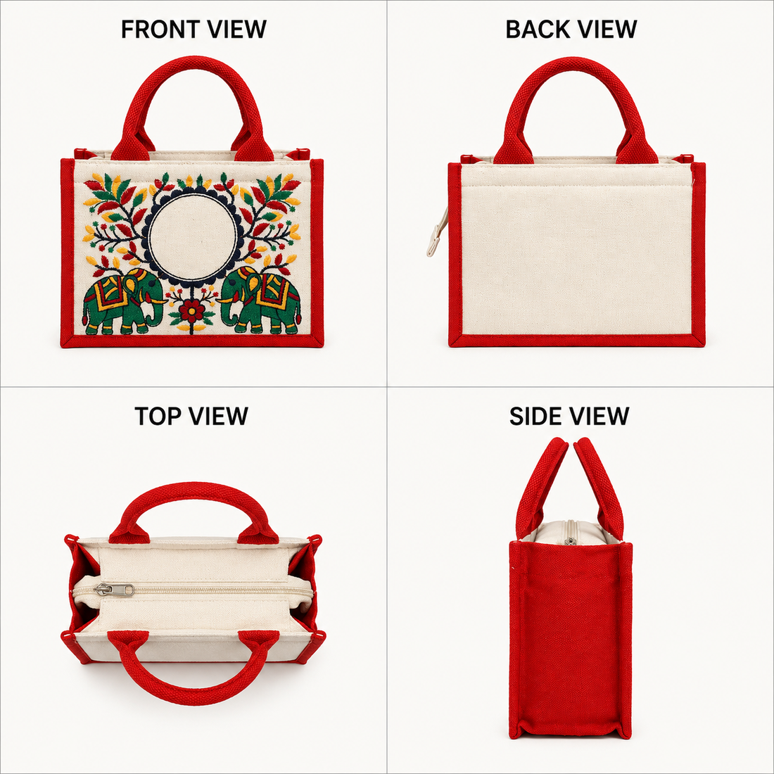 Twin Elephant Embroidered Hamper Bag