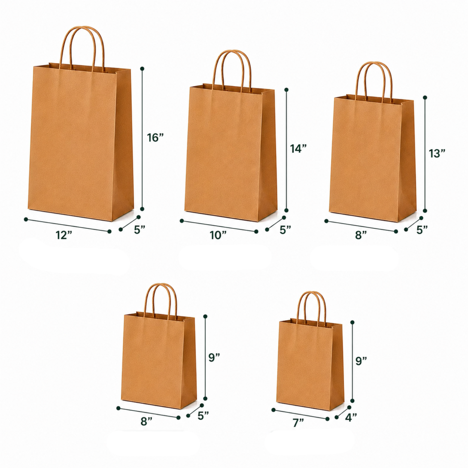 Kraft Paper Shopping Bag Sample Kit - 5 Sizes | 110 GSM