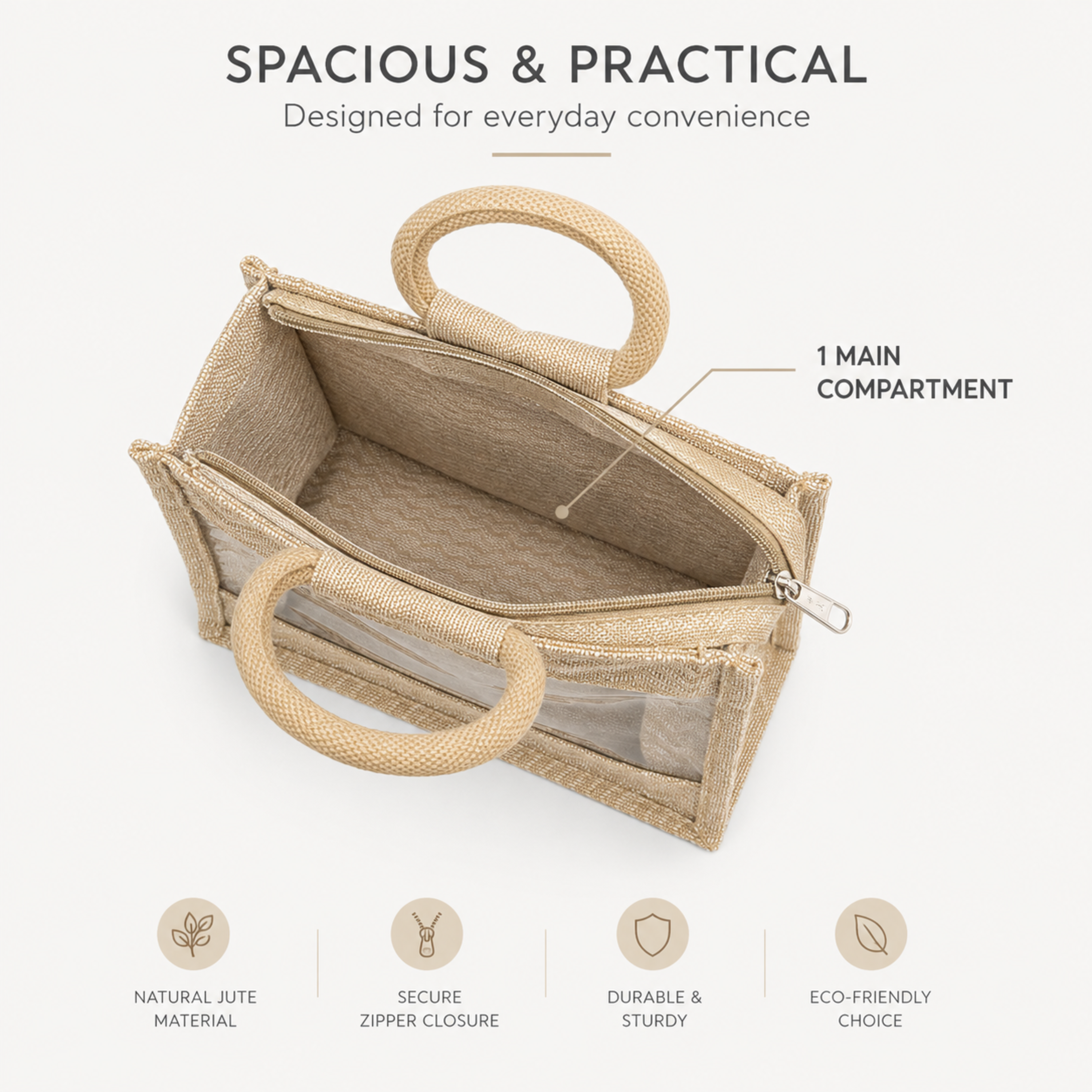 Wave Jute Bag with Window