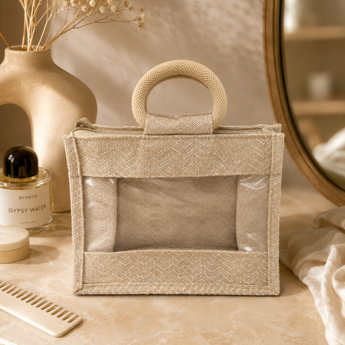 Wave Jute Bag with Window