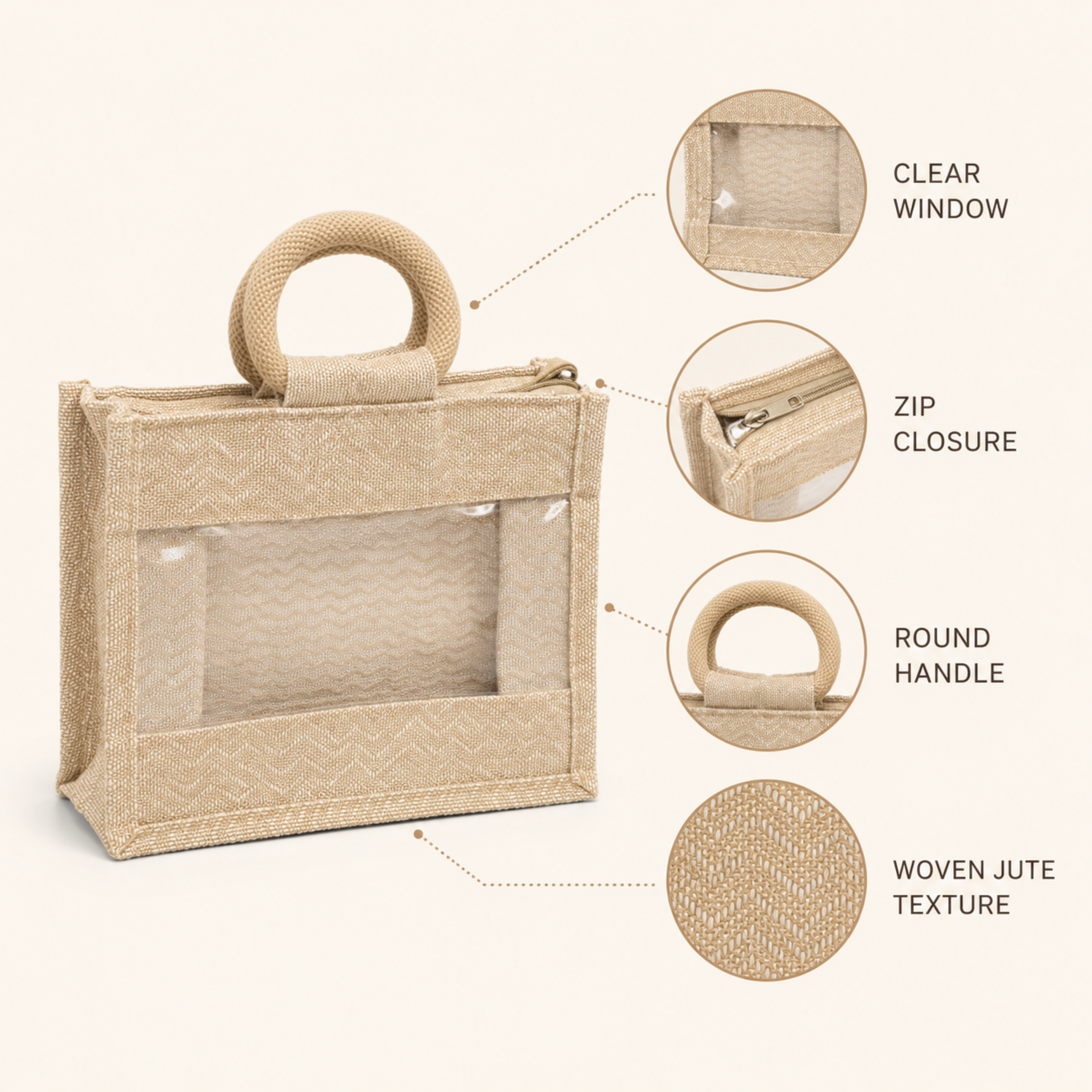 Wave Jute Bag with Window