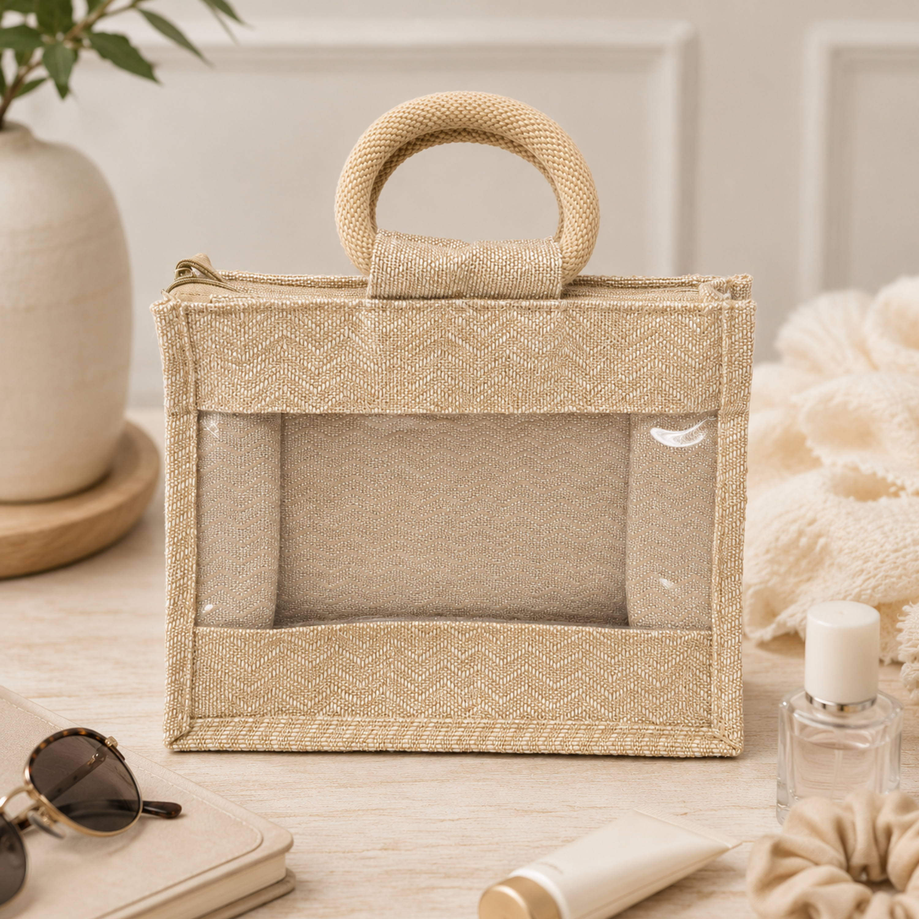 Wave Jute Bag with Window