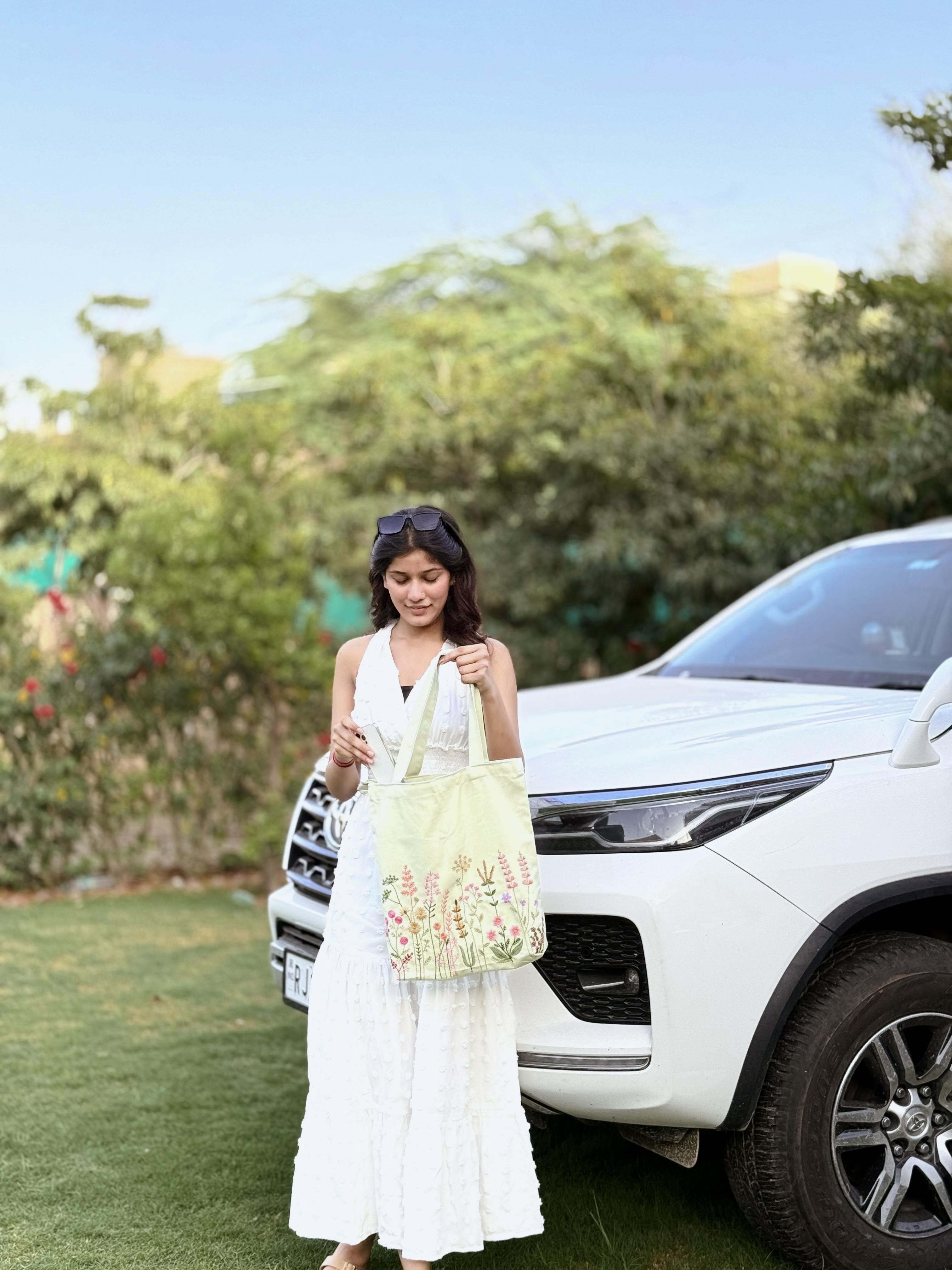 Green Lavender Fields Tote Bag