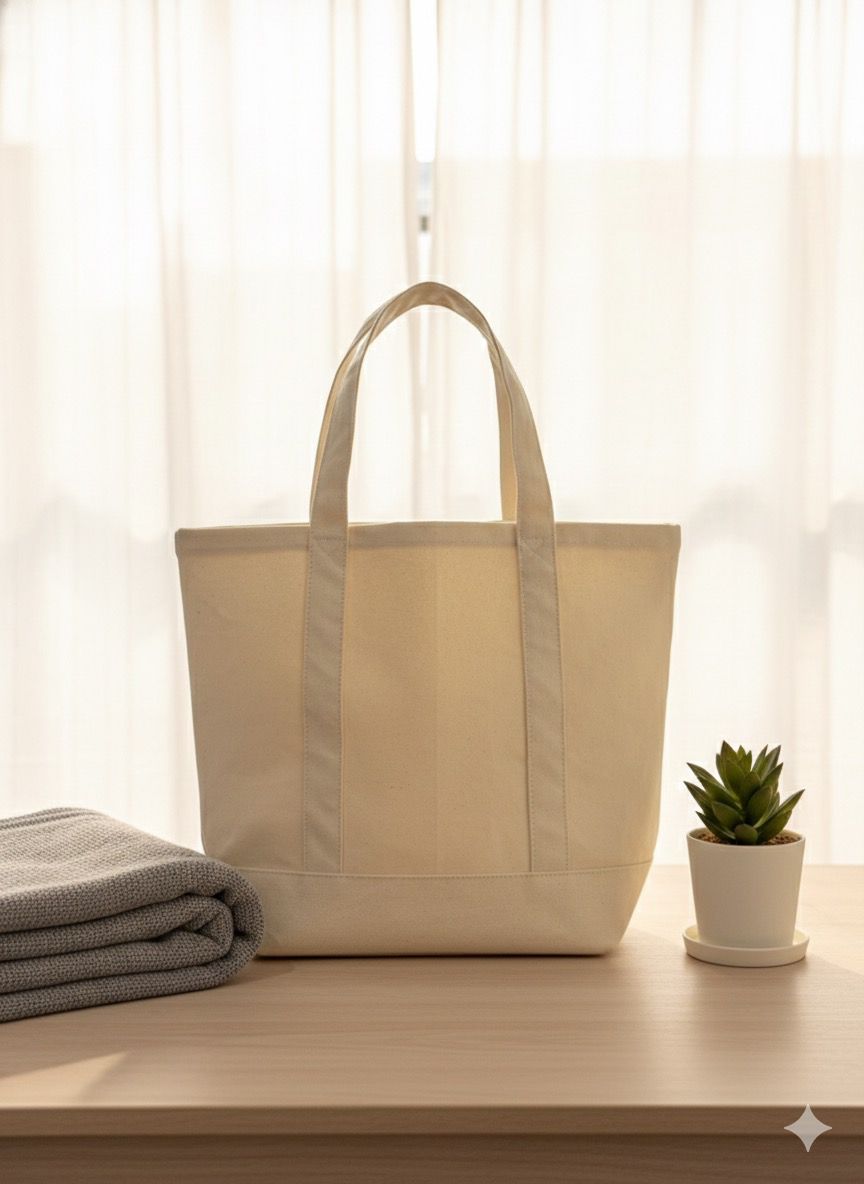 Premium Cotton Tote Bag | 15" x 12" x 5"