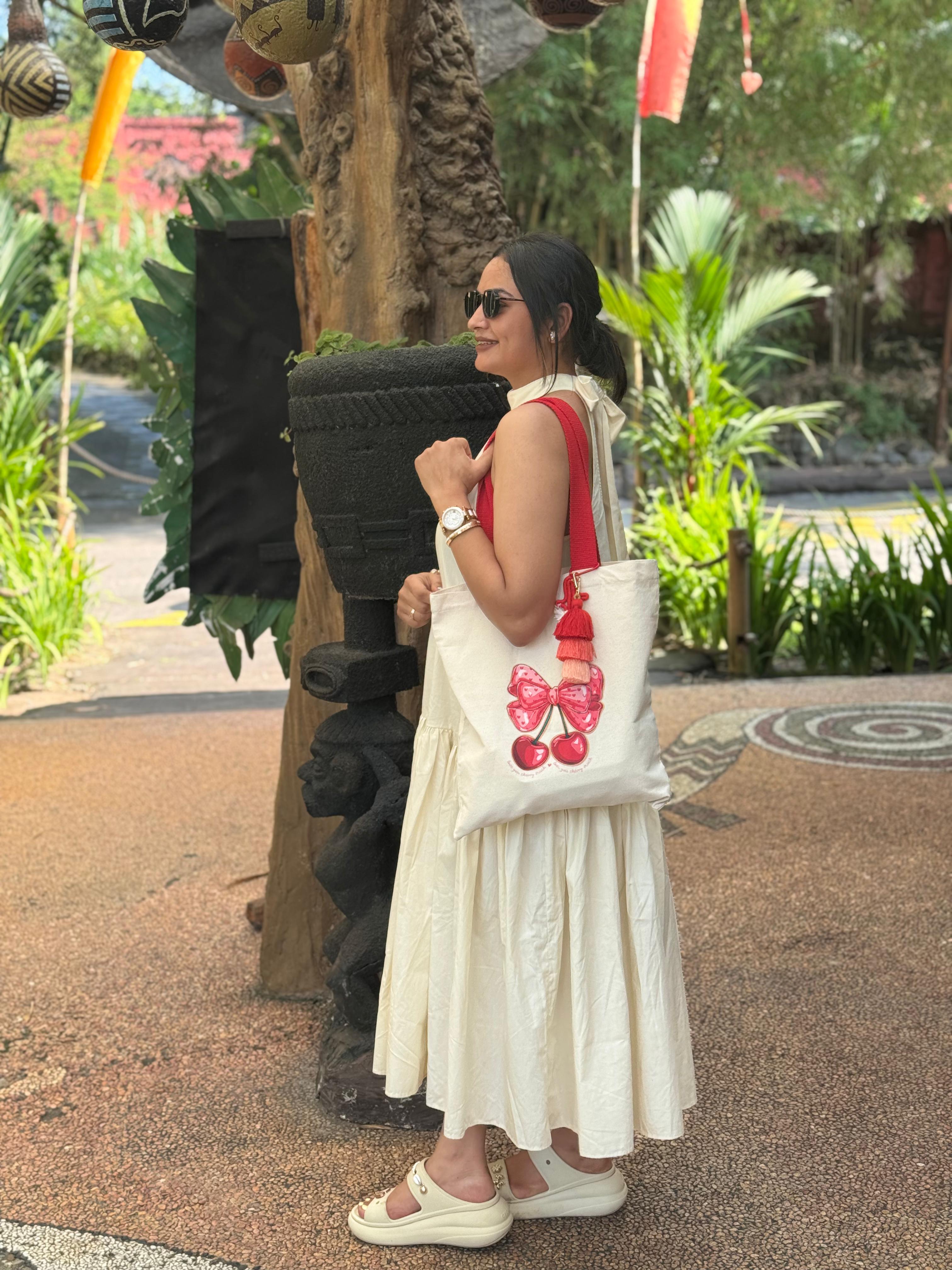 Bow with Cherry Tote Bag