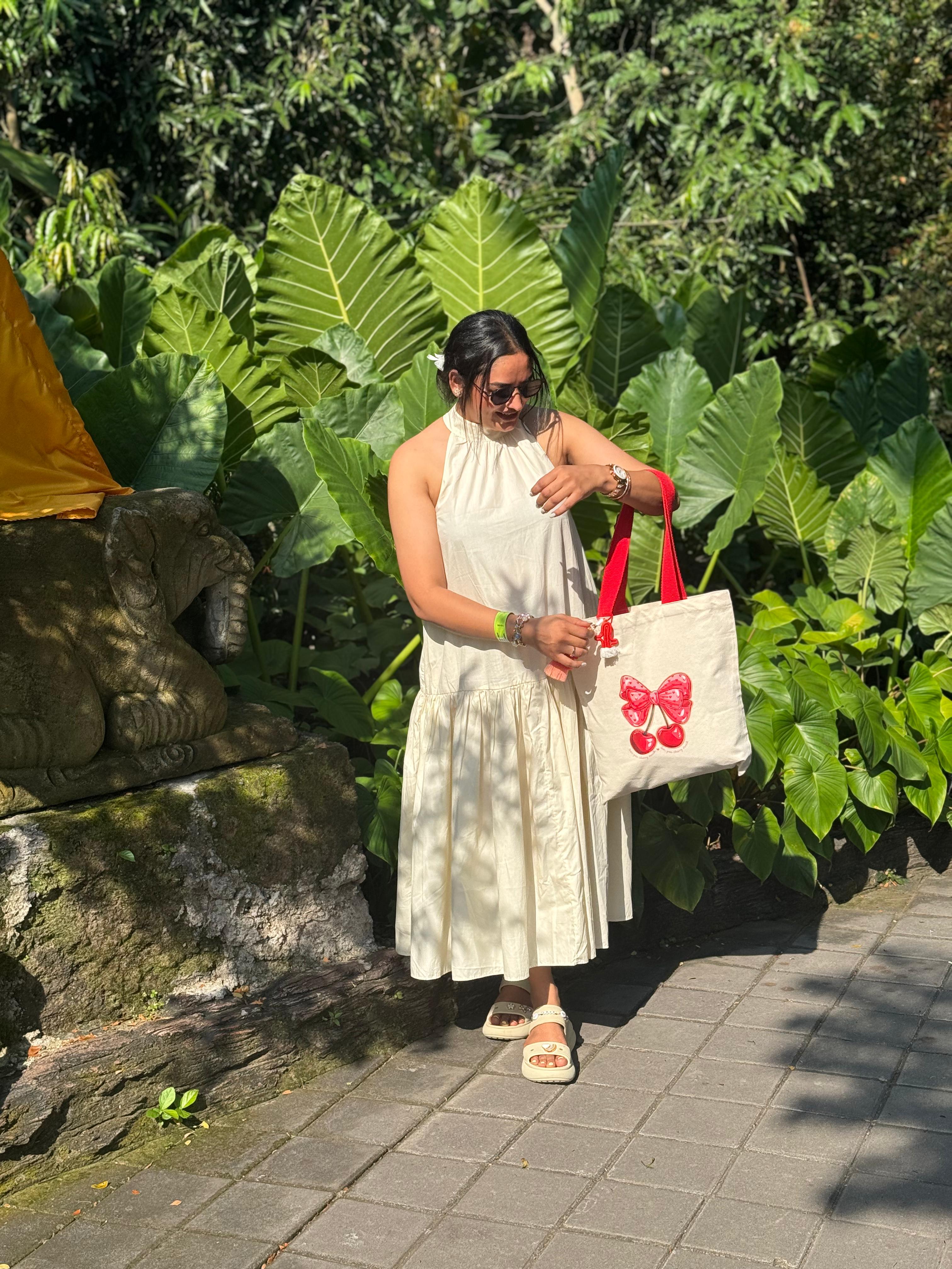 Bow with Cherry Tote Bag