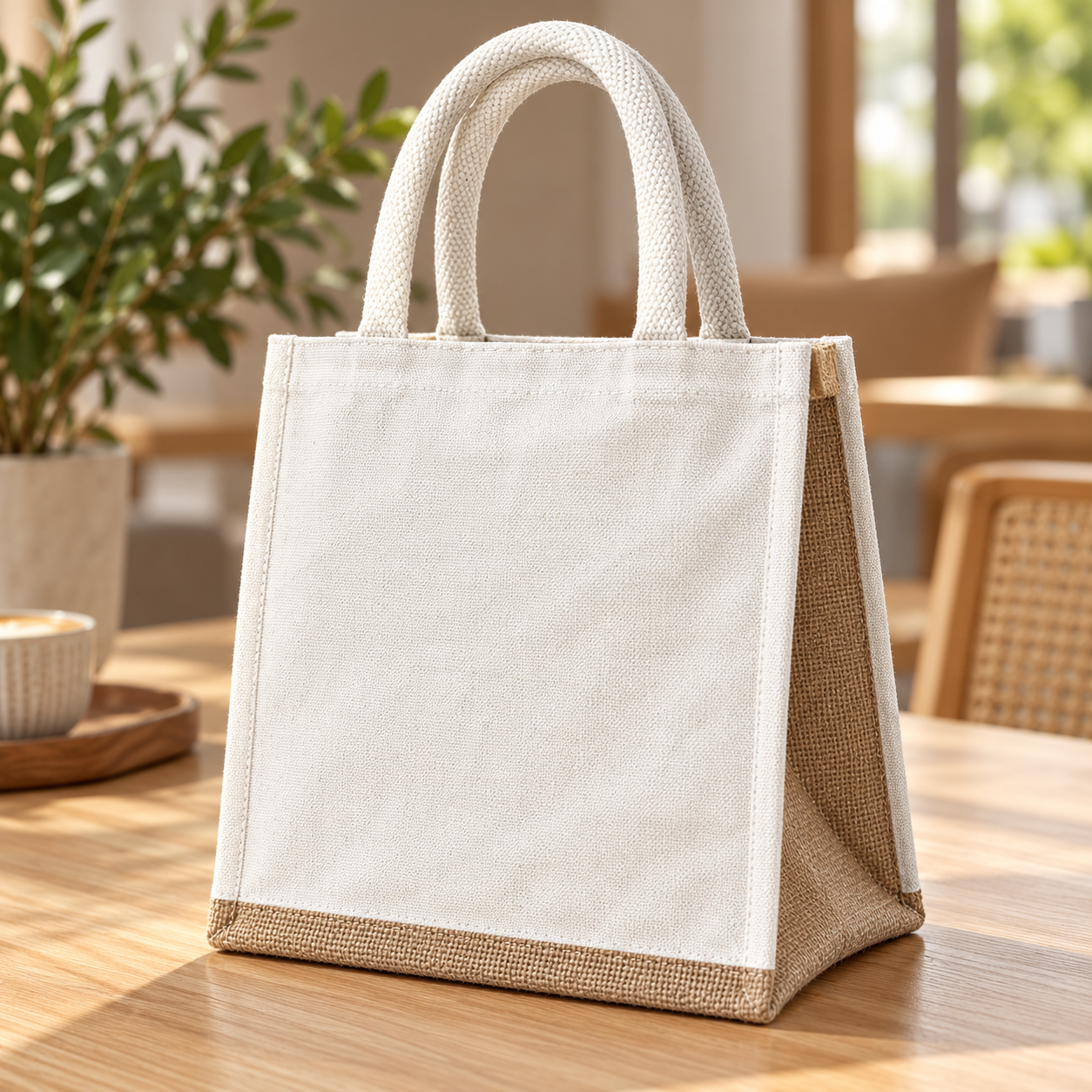 Plain 10x10.5x5.5 Natural Insulated Canvas Cooler Bag | 310 GSM
