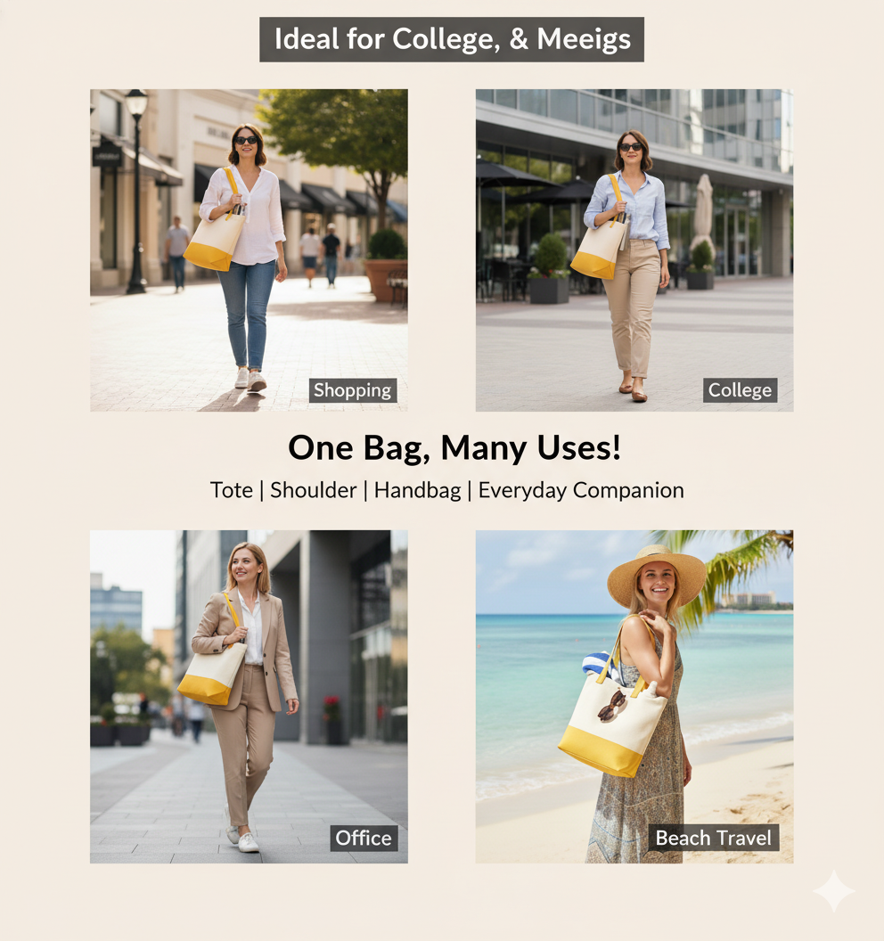 Yellow & Beige Tote Bag