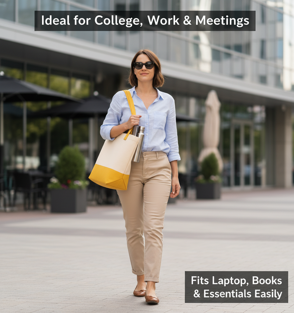 Yellow & Beige Tote Bag