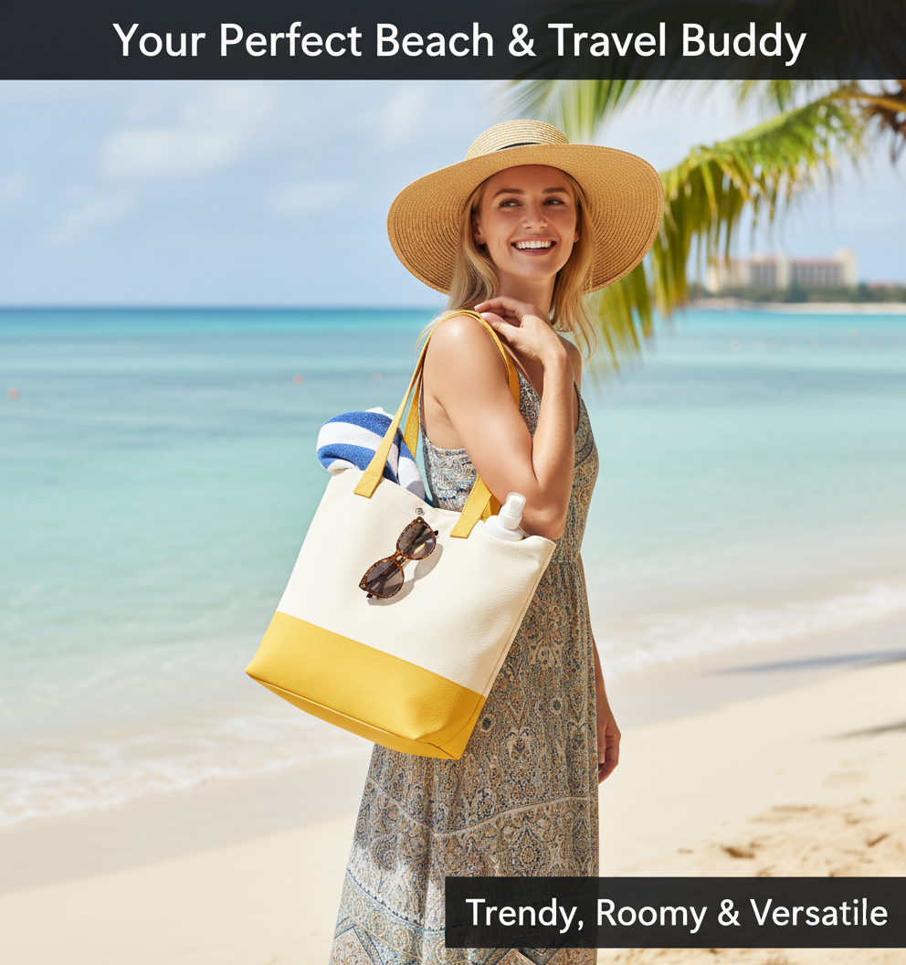 Yellow & Beige Tote Bag