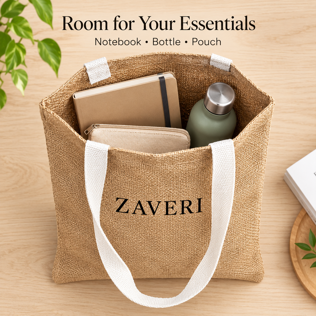 14.5x16.5 Natural Beige Jute Tote Bag