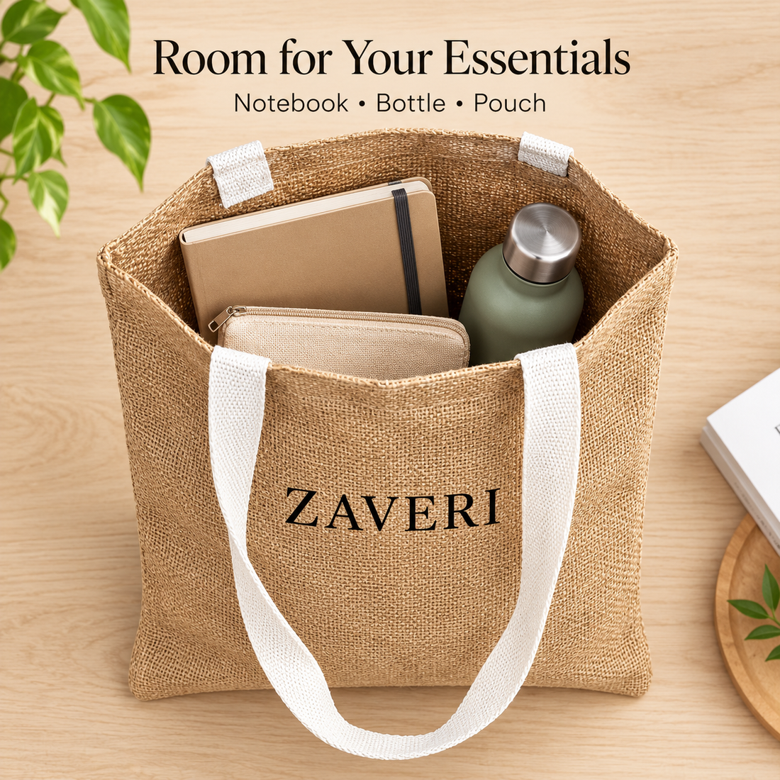14.5x16.5 Natural Beige Jute Tote Bag