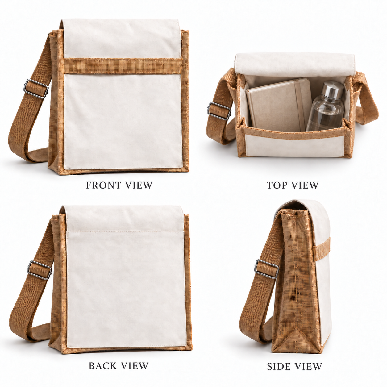 Plain Natural Jute & Canvas Laptop messenger Bag | 220 GSM