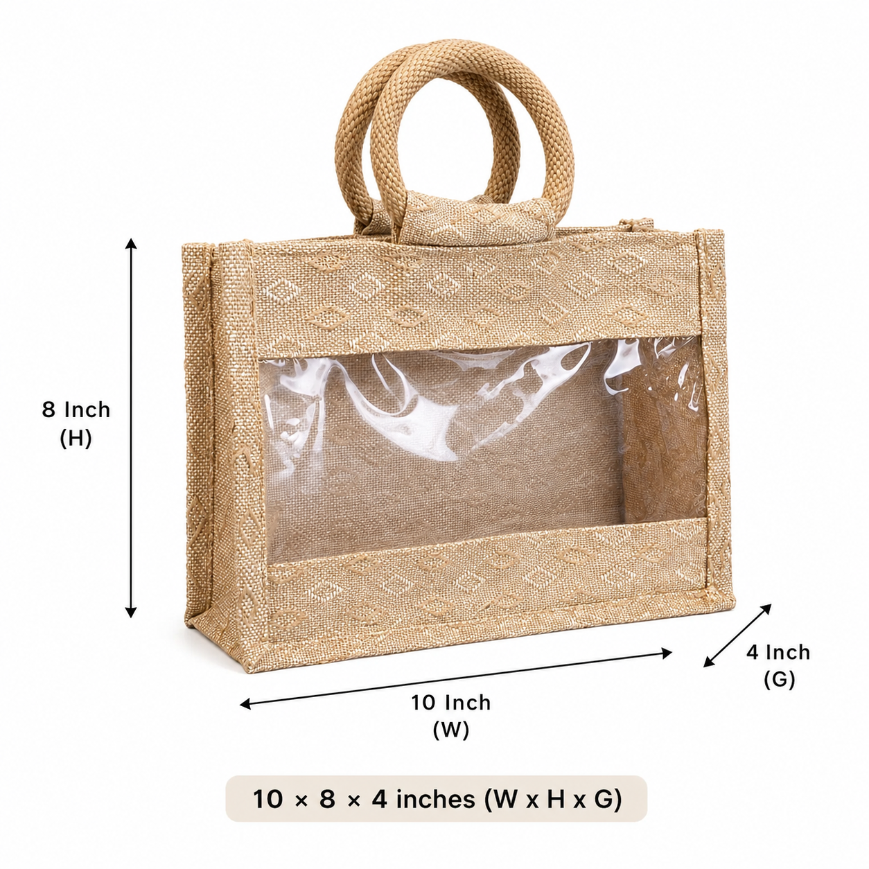 Double Diamond Jute Bag with Window