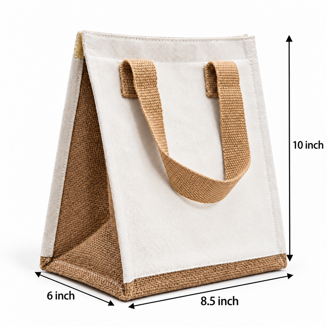Plain 8.5x10x6 Natural Compact Insulated Canvas Cooler Bag | 310 GSM