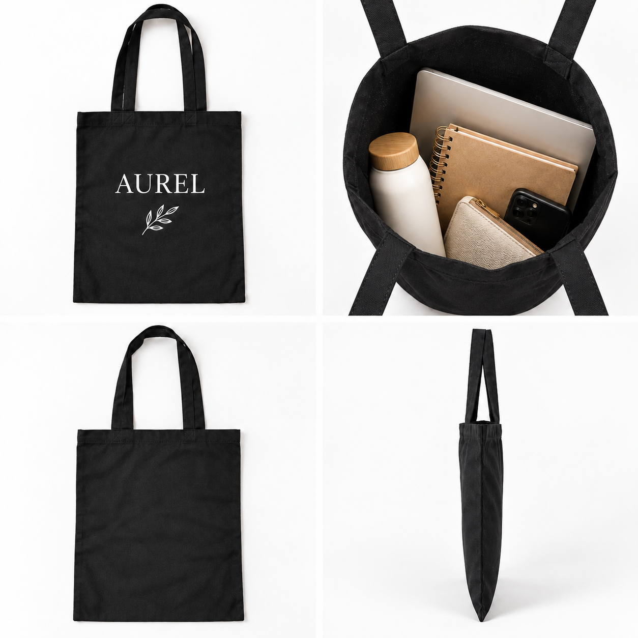 14.5x15.5 Black Cotton Tote Bag | 150 GSM