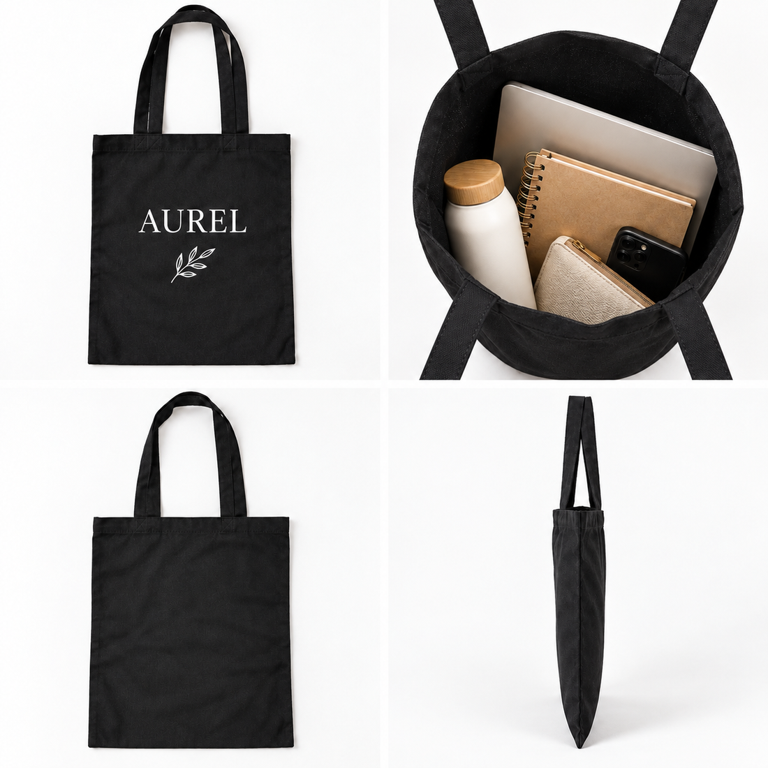 14.5x15.5 Black Cotton Tote Bag | 150 GSM