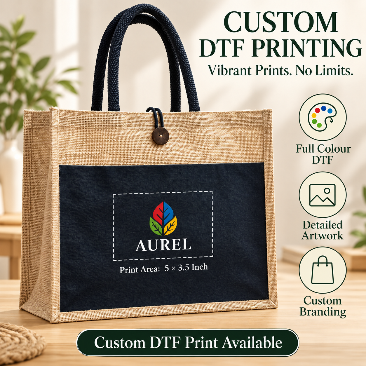 16x13x6 Black & Natural Laminated Jute Hamper Bag with Canvas Front Pocket