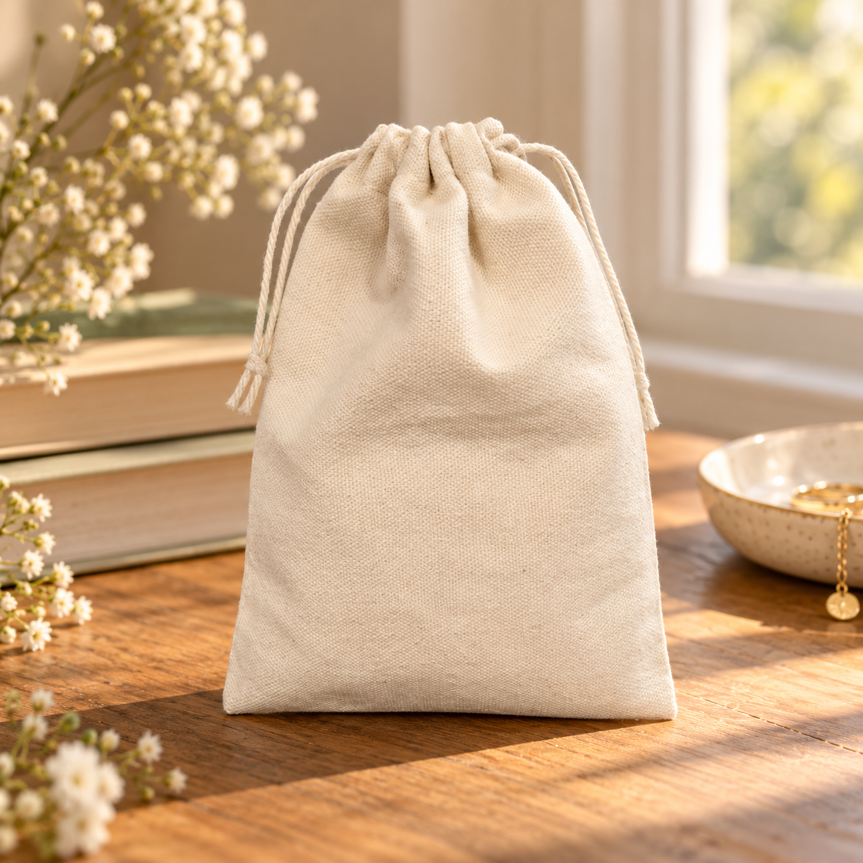 Plain 5x7 Inch Cotton Drawstring Bag | 220 GSM