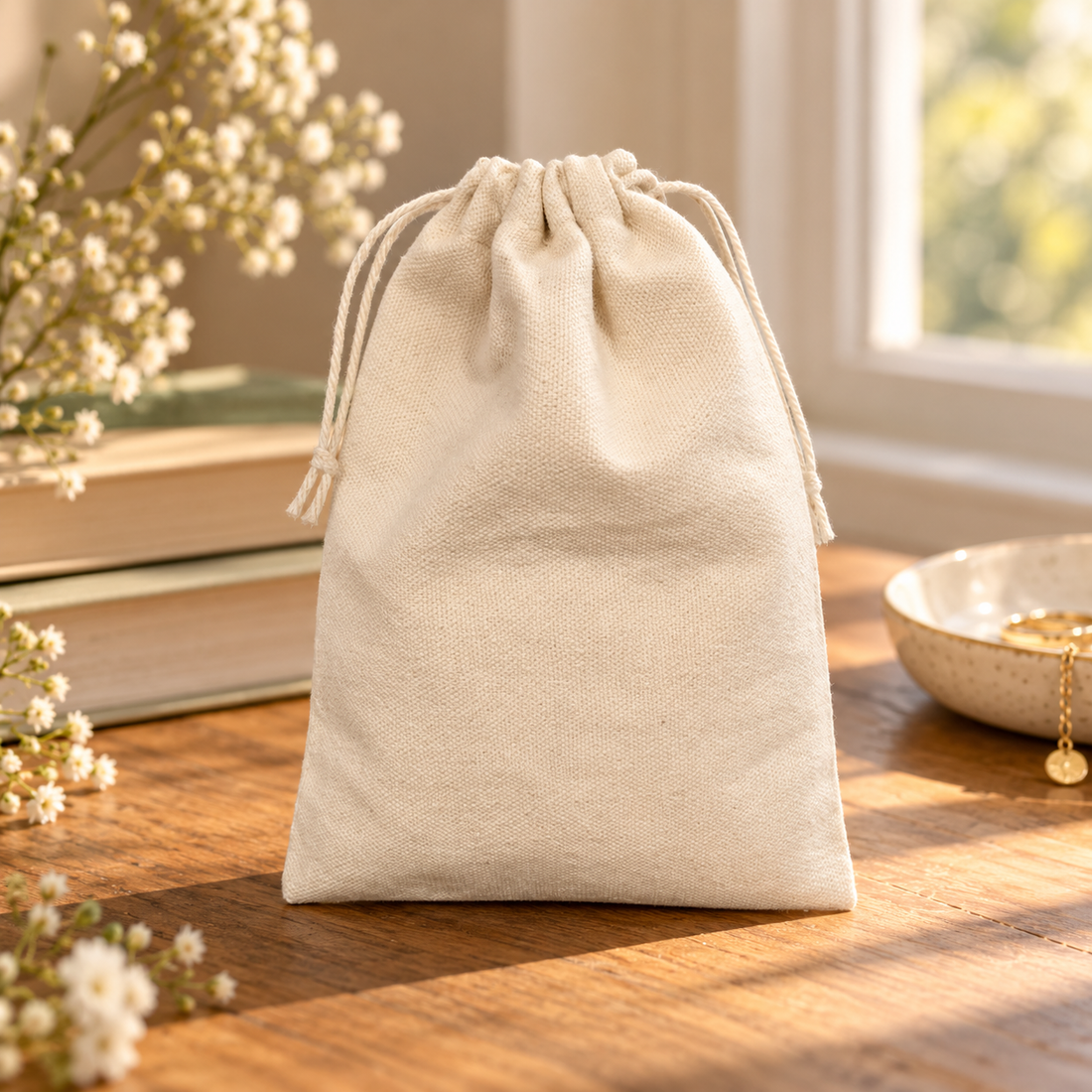 Plain 5x7 Inch Cotton Drawstring Bag | 220 GSM