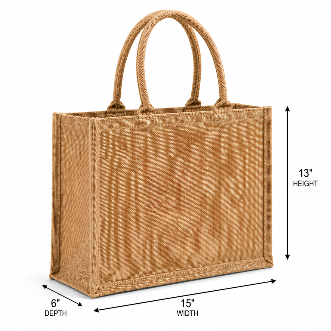 15×13×6 Natural Jute Tote Bag | 350 GSM