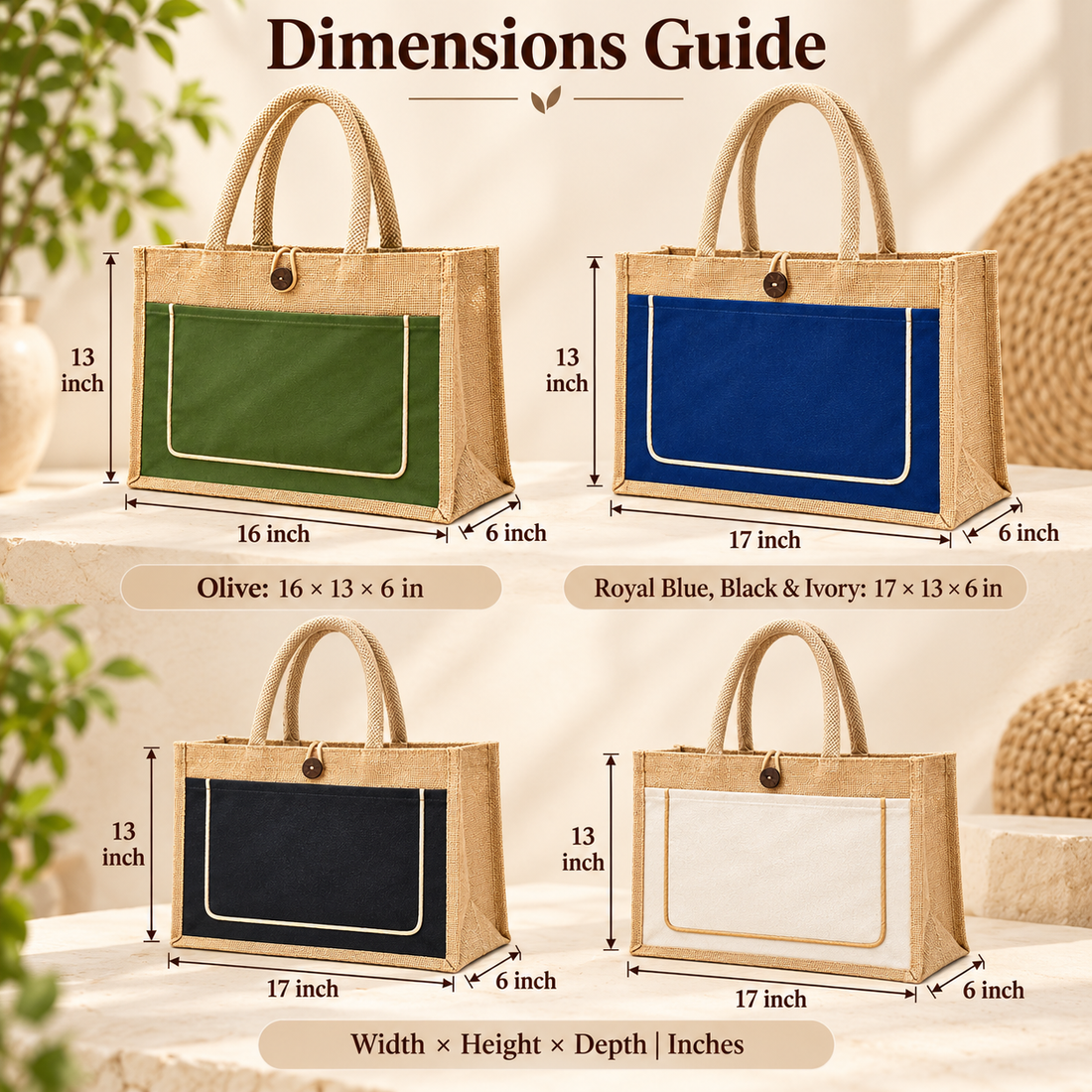 Jute Front Pocket Tote Bag Sample Kit