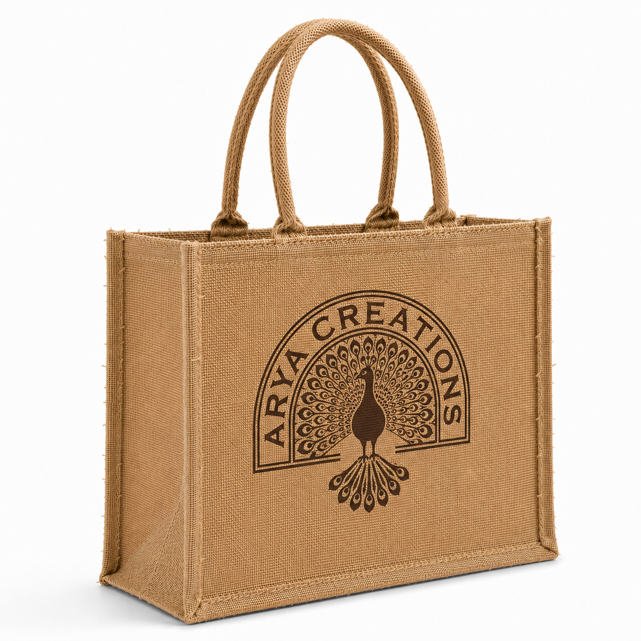 Custom 18×14×6 Natural Jute Tote Bag | 350 GSM