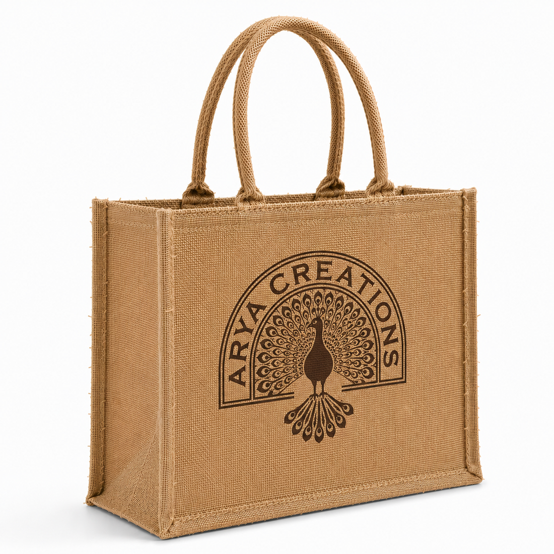 Custom 18×14×6 Natural Jute Tote Bag | 350 GSM