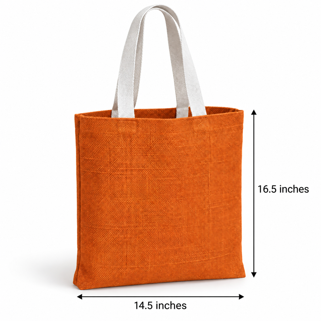 Plain 14.5x16.5 Rust Orange Jute Tote Bag