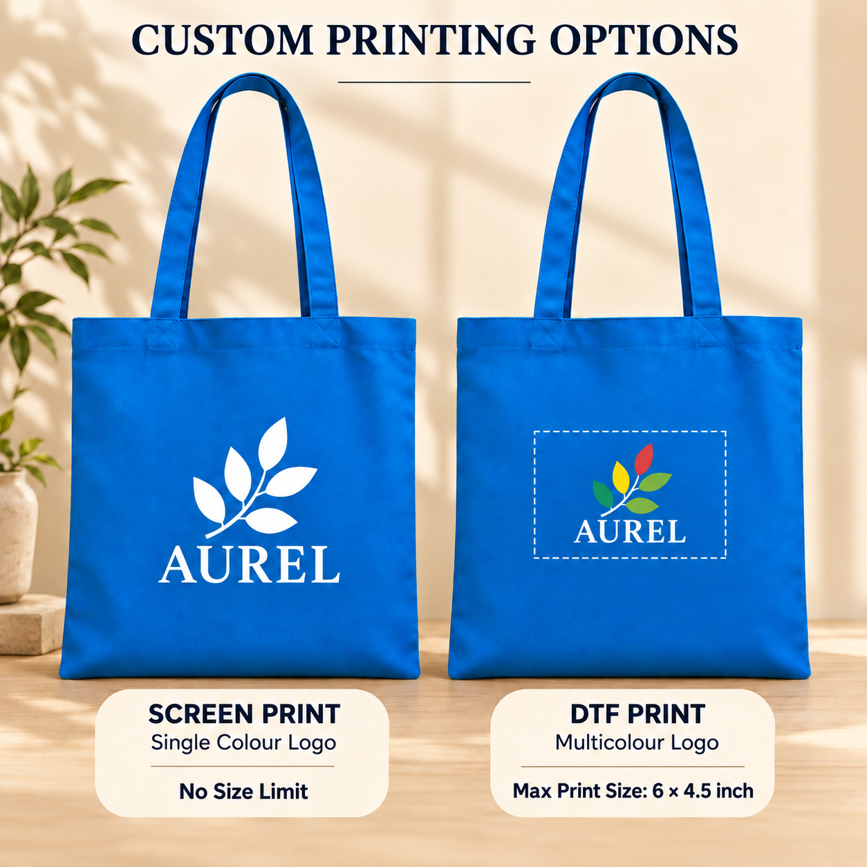 14.5x15.5 Sky Blue Cotton Canvas Tote Bag | 350 GSM