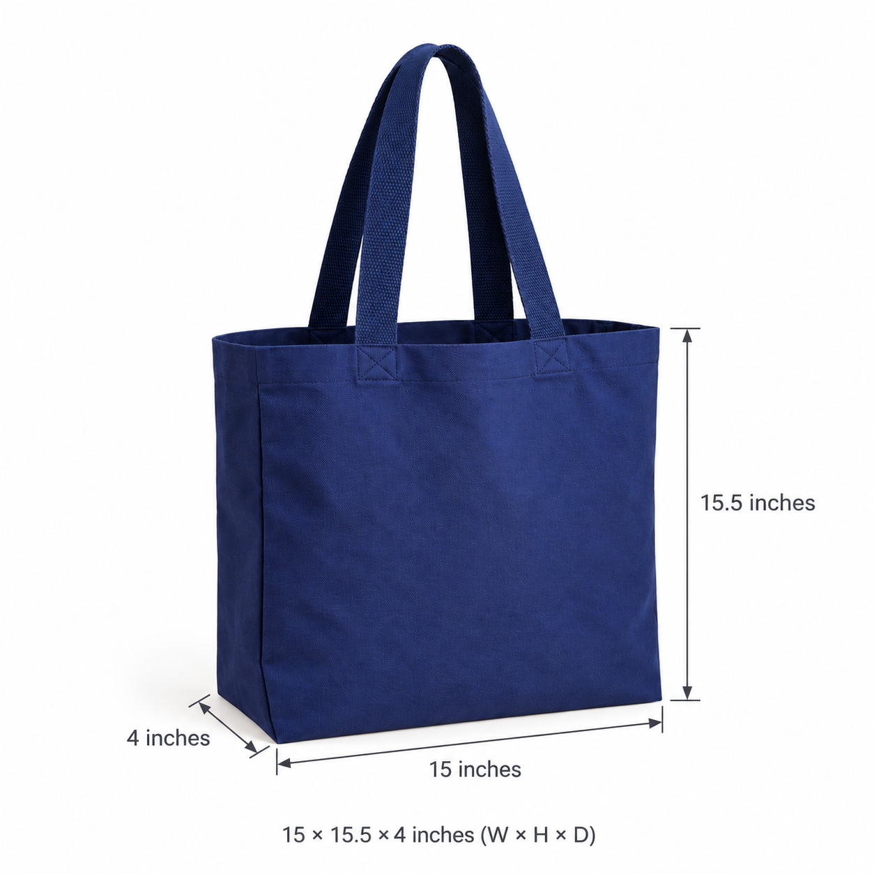 Plain 15x15.5x4 Navy Blue Gusseted Cotton Tote Bag | 235 GSM