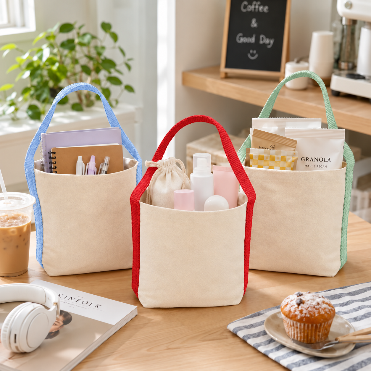 Basket Bag Sample Kit – Light Green, Red, Sky Blue | 400 GSM