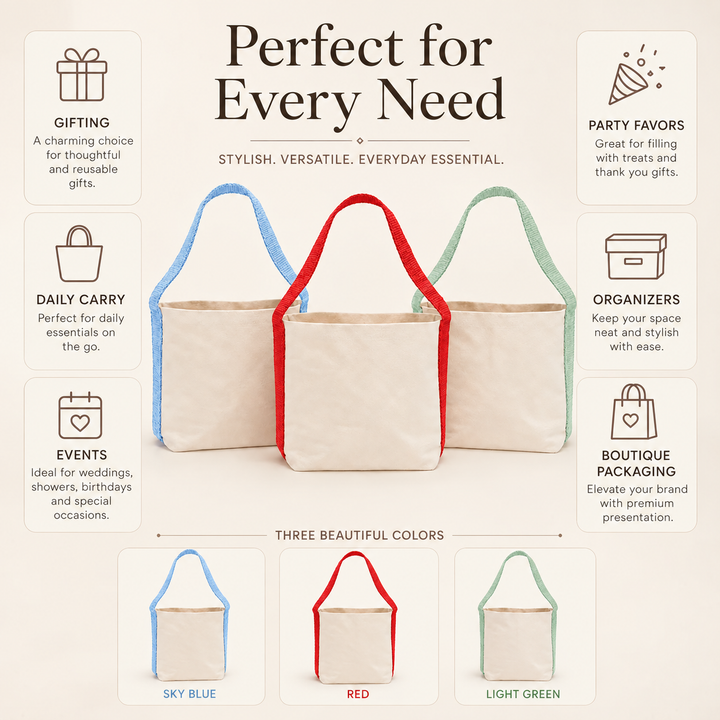 Basket Bag Sample Kit – Light Green, Red, Sky Blue | 400 GSM