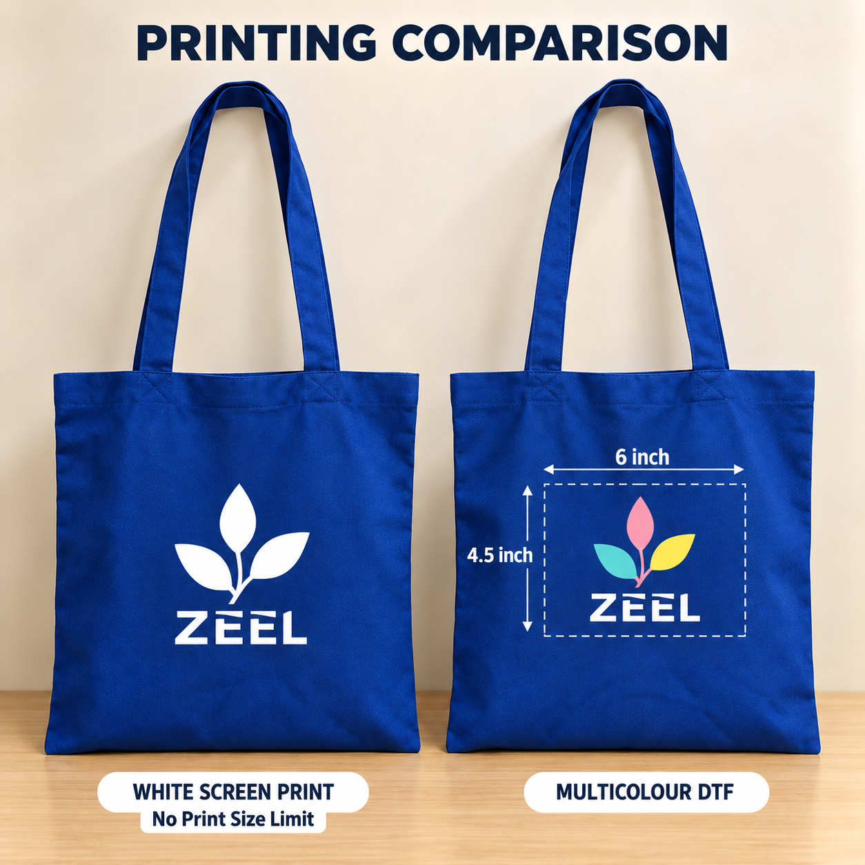 14.5x15.5 Navy Blue Cotton Tote Bag | 150 GSM