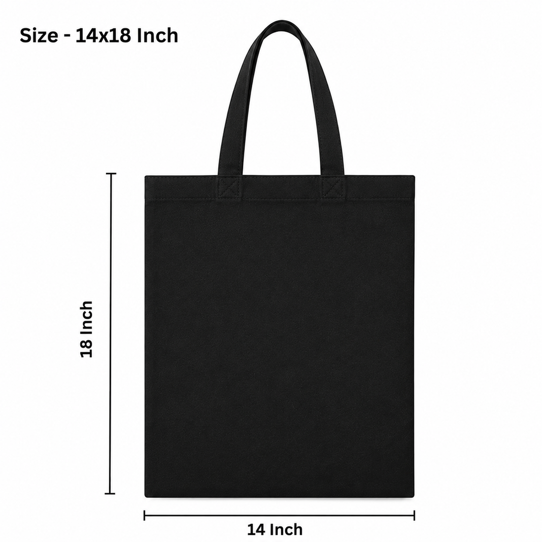 14x18 Inch Black Cotton Tote Bag | 220 GSM