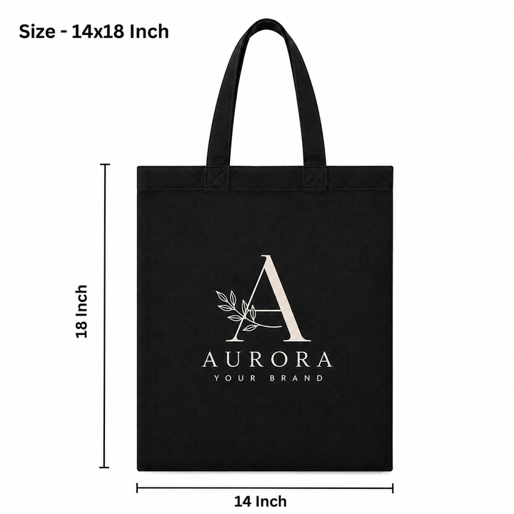 Custom 14x18 Inch Black Cotton Tote Bag | 220 GSM
