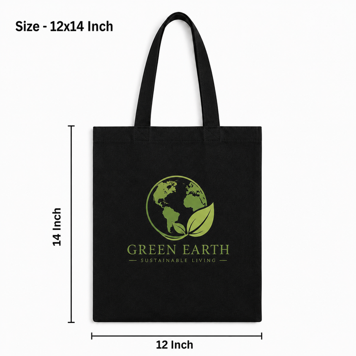 Custom 12x14 Inch Black Cotton Tote Bag | 220 GSM
