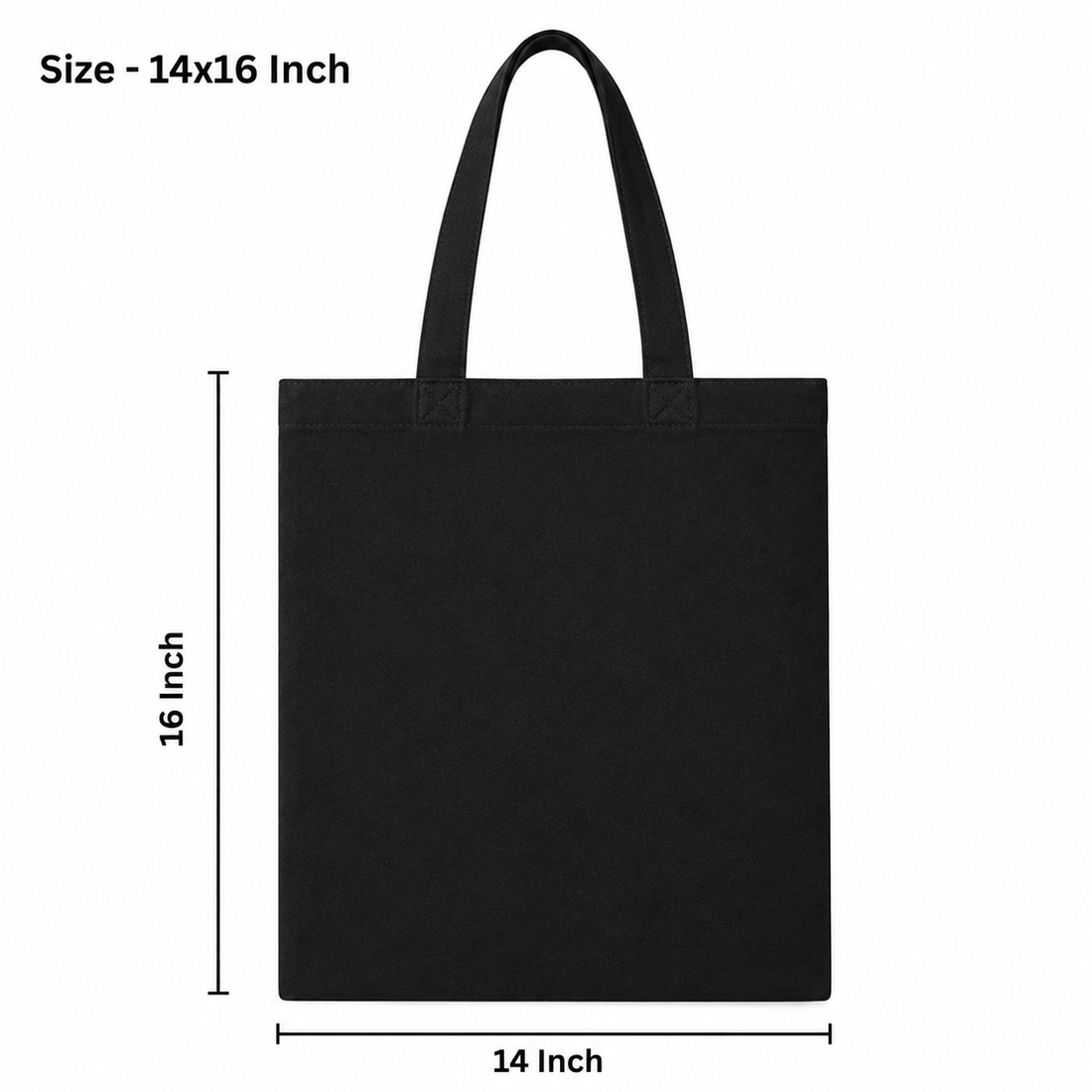 14x16 Inch Black Cotton Tote Bag | 220 GSM