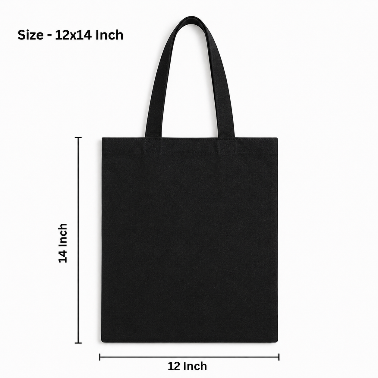 12x14 Inch Black Cotton Tote Bag | 220 GSM