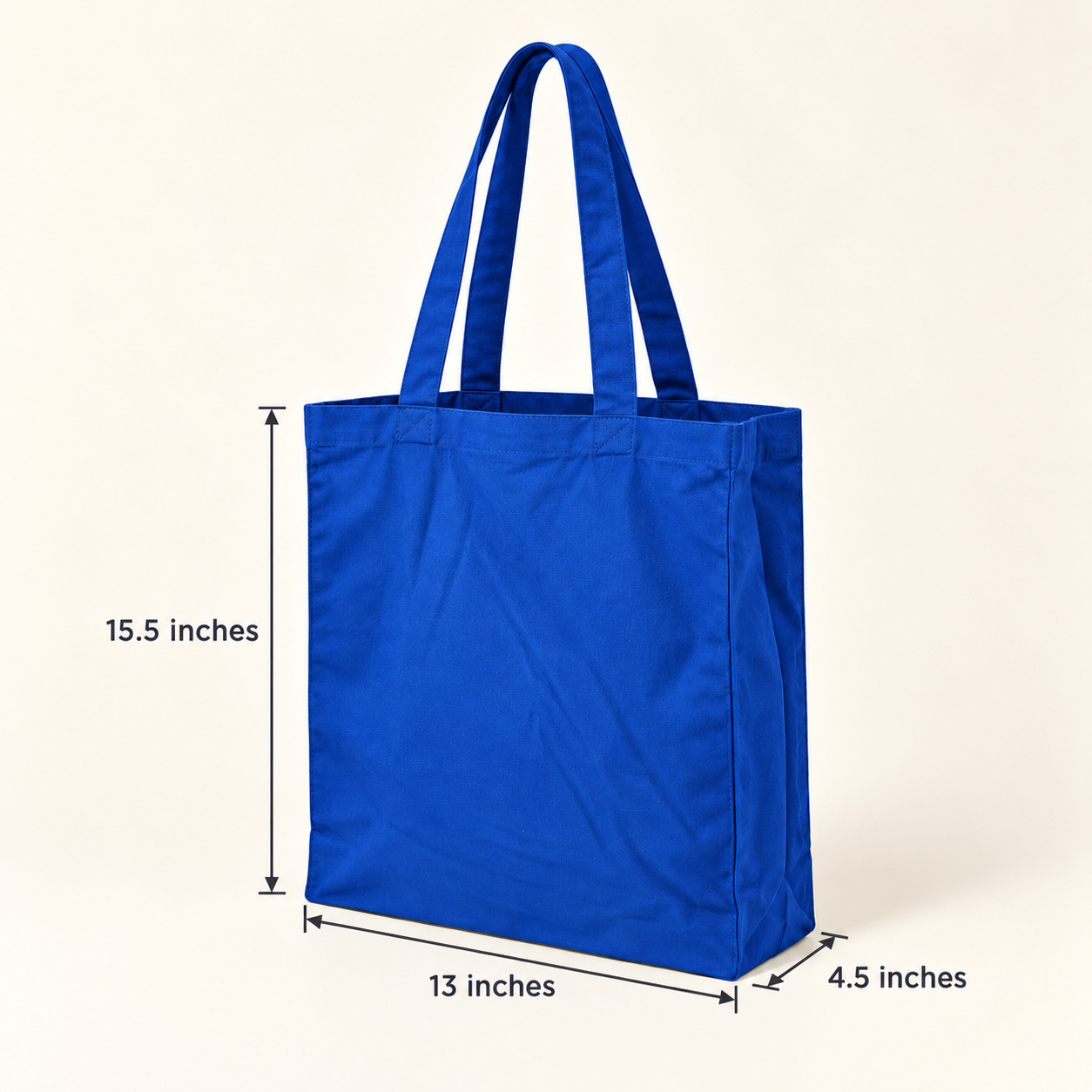 Plain 13x15.5x4.5 Navy Blue Gusseted Cotton Tote Bag | 150 GSM