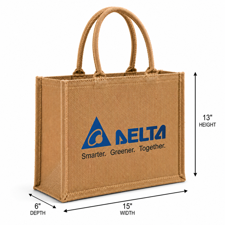 Custom 15×13×6 Natural Jute Tote Bag | 350 GSM