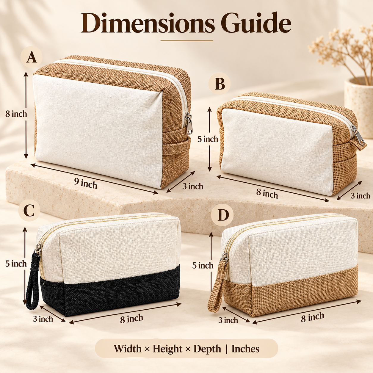 Canvas & Jute Zipper Pouch Sample Kit