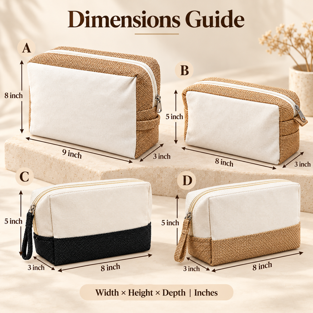 Canvas & Jute Zipper Pouch Sample Kit