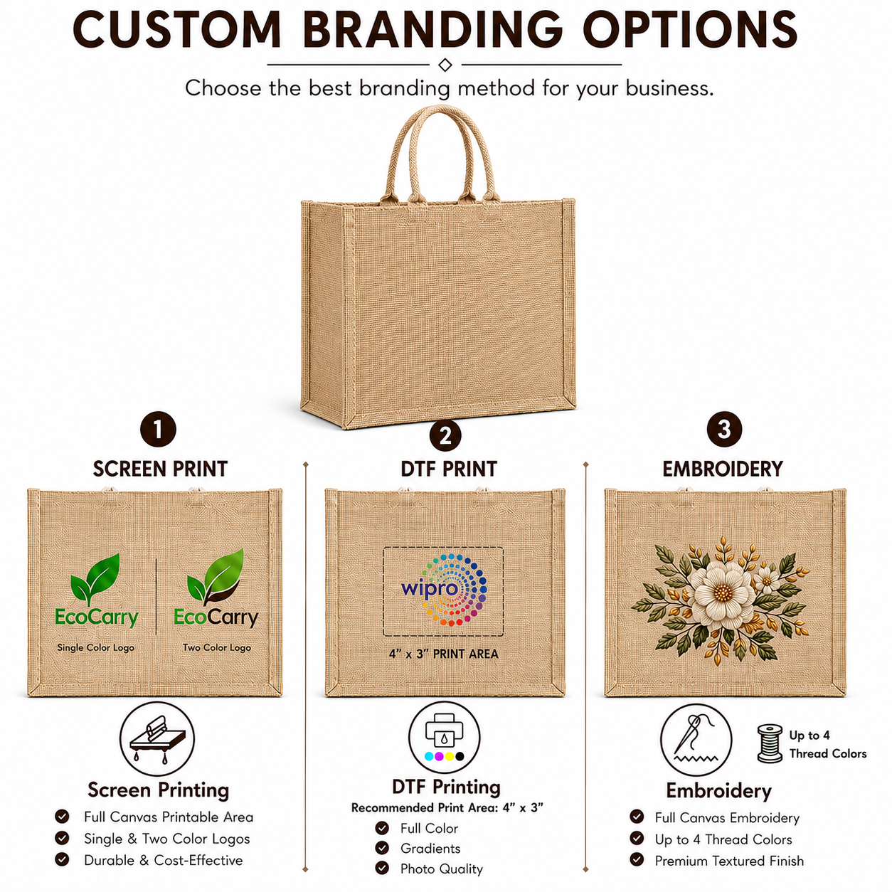Custom 9×11×4 Natural Jute Tote Bag | 350 GSM