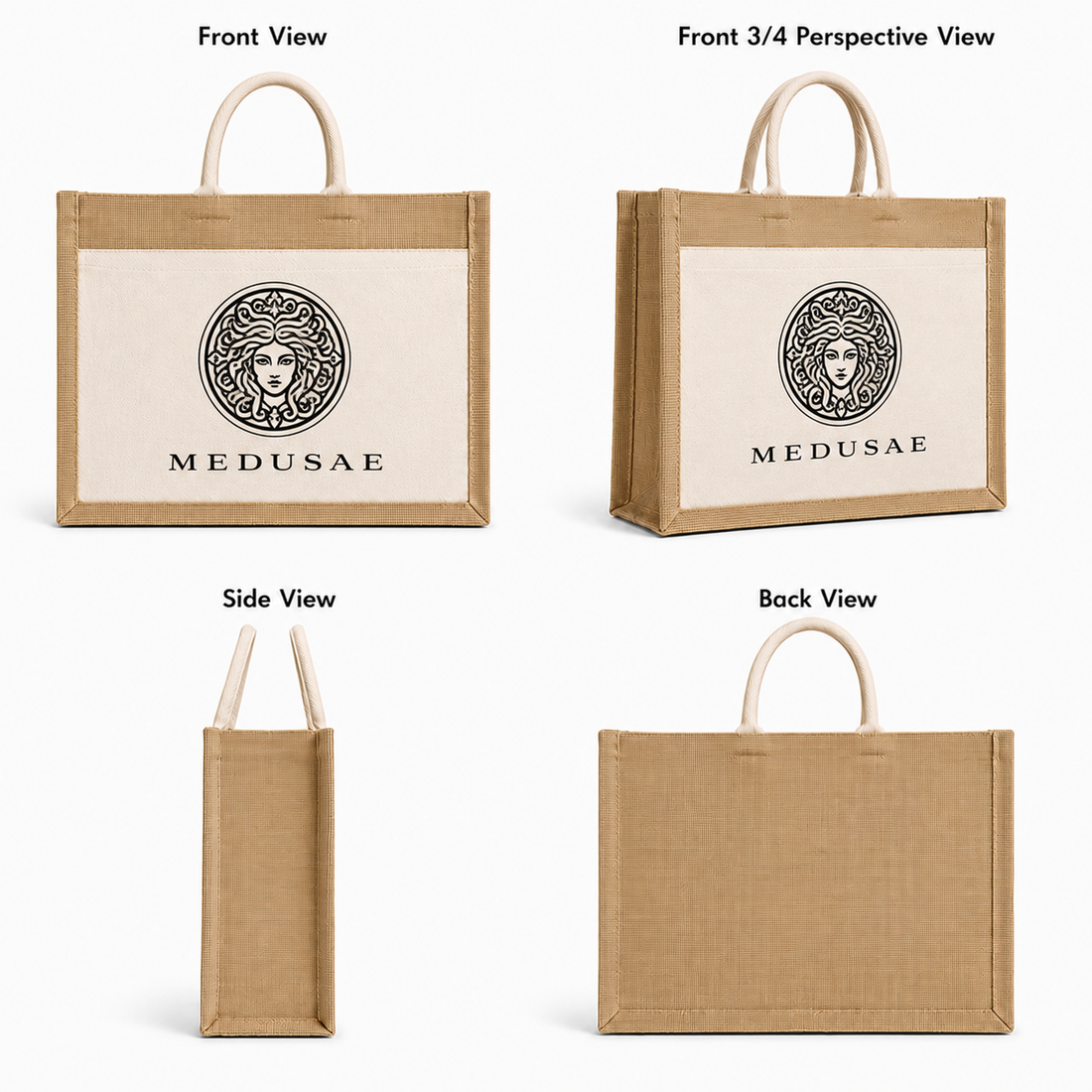 Custom 18X14X6 Jute Tote Bags with Canvas Front Pocket | 350 GSM