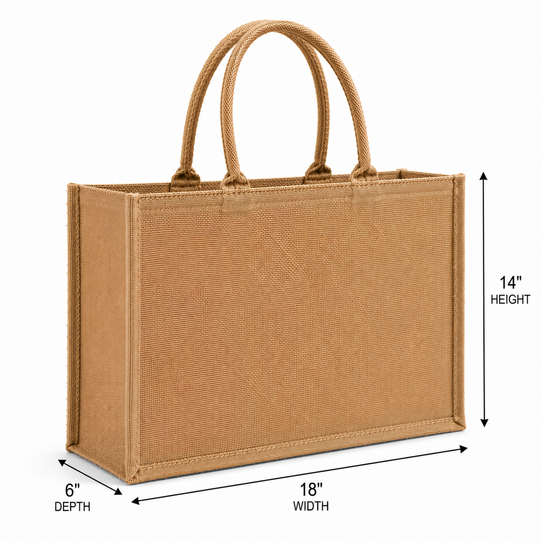 18×14×6 Natural Jute Tote Bag | 350 GSM