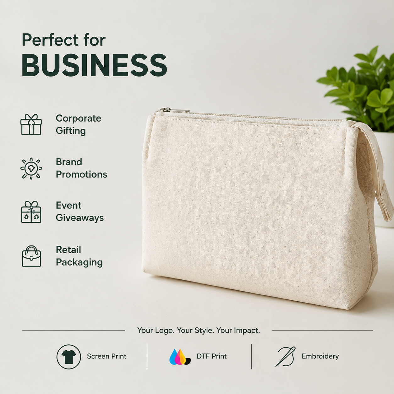 7x6x4 Canvas Zipper Pouch