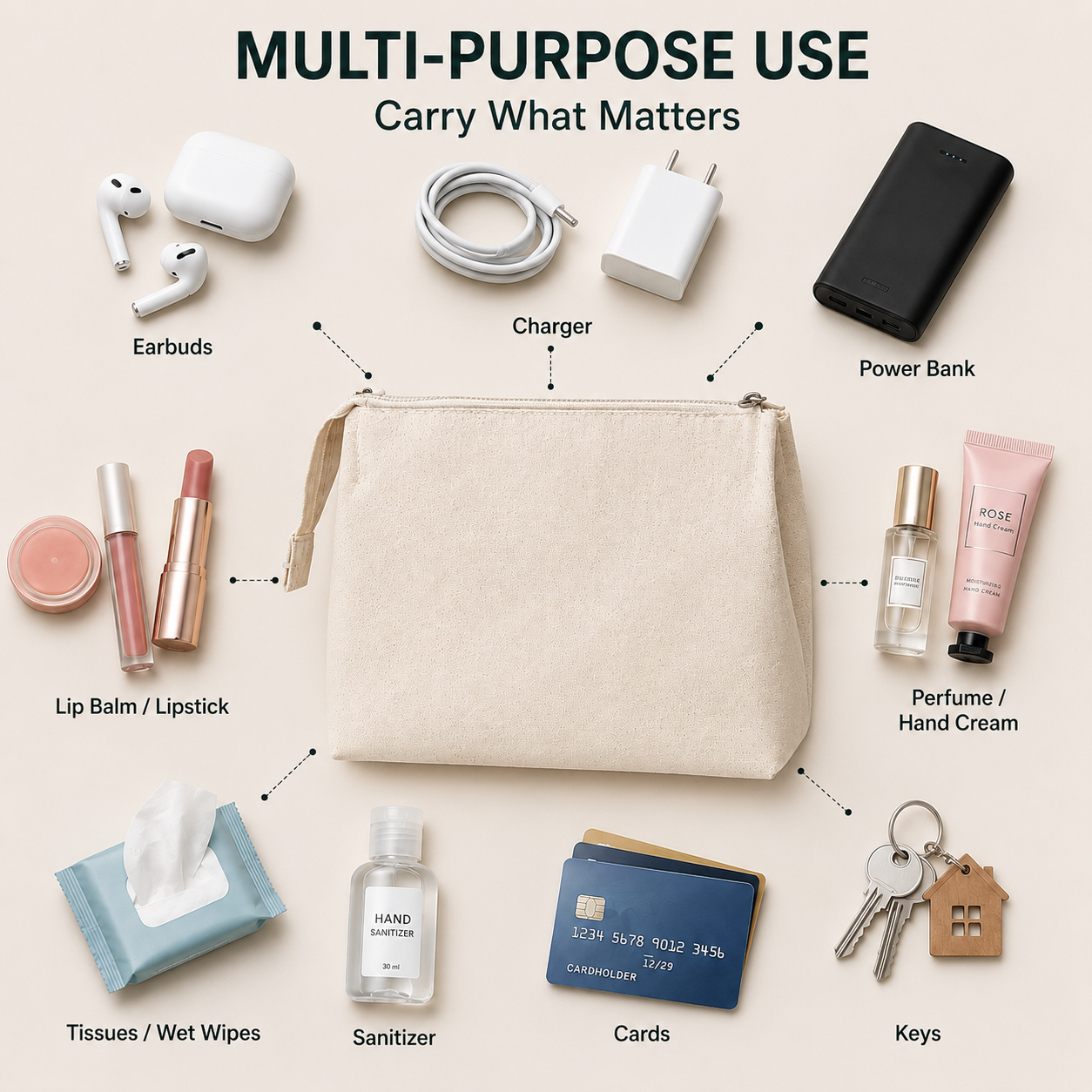 5x5x3 Canvas Zipper Pouch