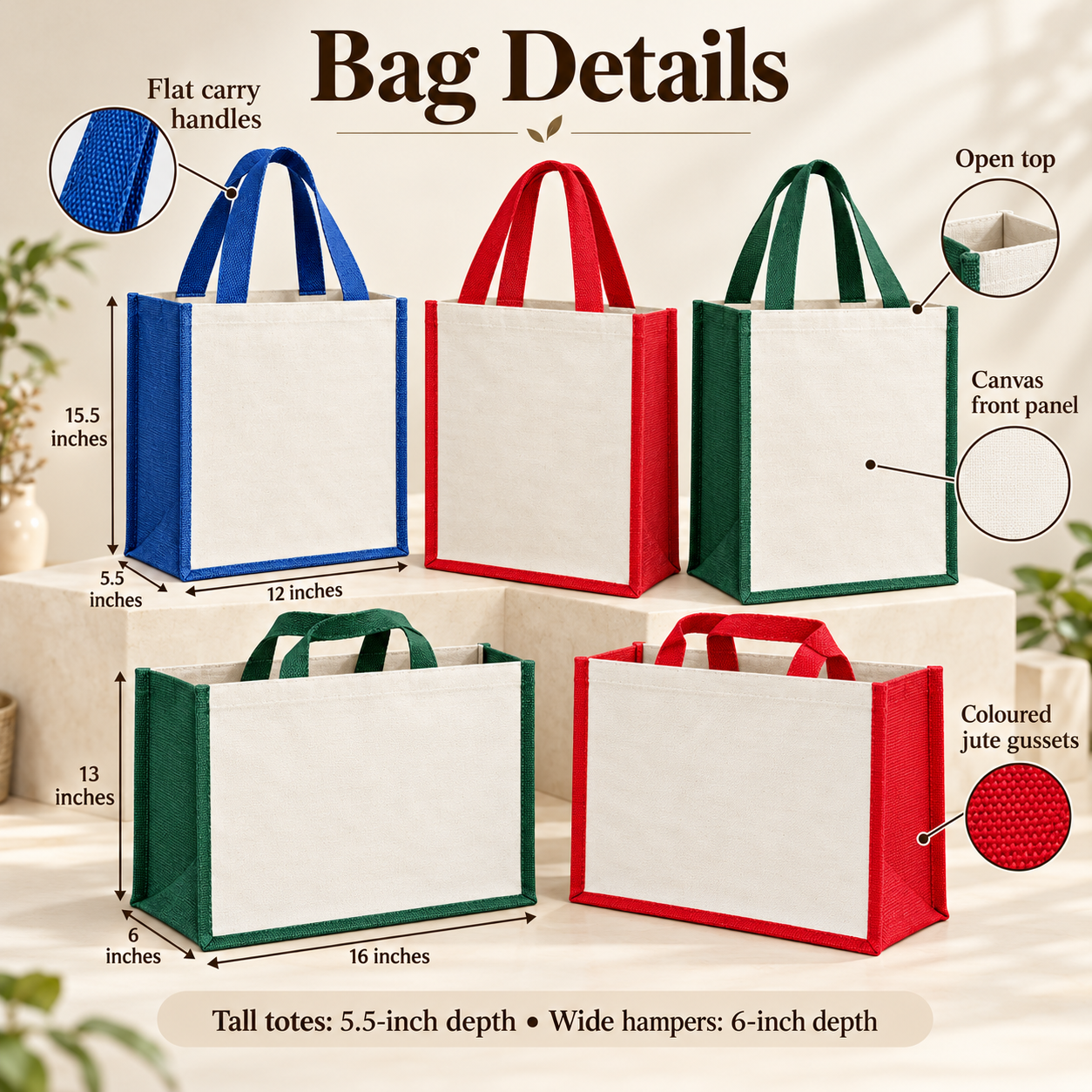 Coloured Laminated Jute Tote & Hamper Sample Kit