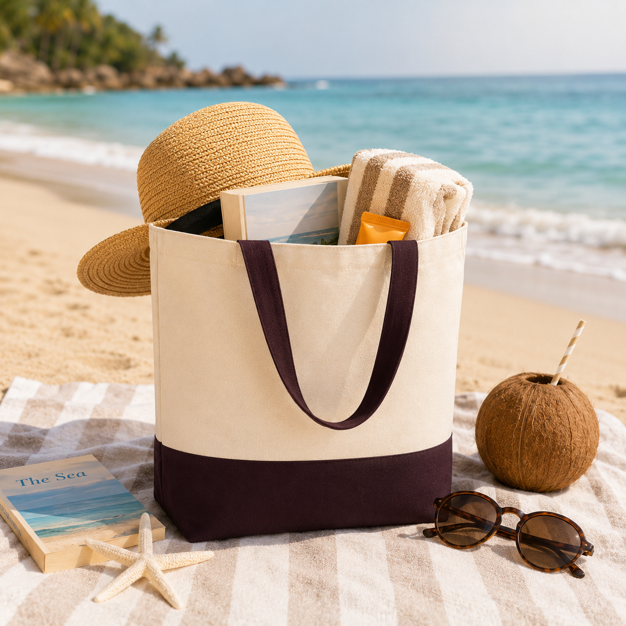 Brown & Beige Tote Bag | 330 GSM
